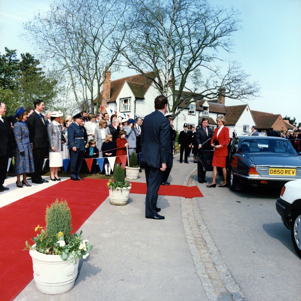 Big moment - Princess Diana arrives at St Helena Hospice, ready to step onto the red carpet leading to the Joan Tomkins day centre