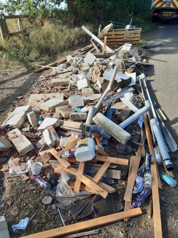 Rubbish - a flytip dumped in Boxted in 2020