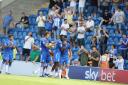Colchester United celebrate Luke Norris's goal against Northampton Town Picture: STEVE BRADING