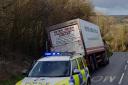 The lorry got stuck on the verge    Picture: DORSET POLICE