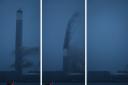 PHOTOS AND VIDEO:  Demolition of Fawley power station tower