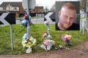Floral tributes to Lee Stevenson at the scene of the fatal motorcycle collision in which he died, on a roundabout on Passfield Way, Peterlee, where he was pronounced dead in March, last year