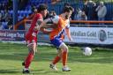 Shield: Braintree Town's Alfie Payne controls the ball during his side's 3-2 home defeat to Eastbourne Borough.