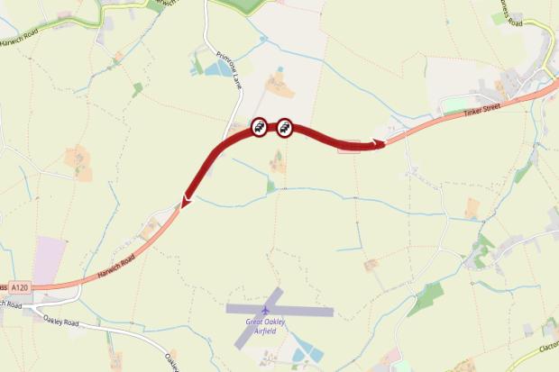 The road has been closed for more than half an hour. Credit: Google
