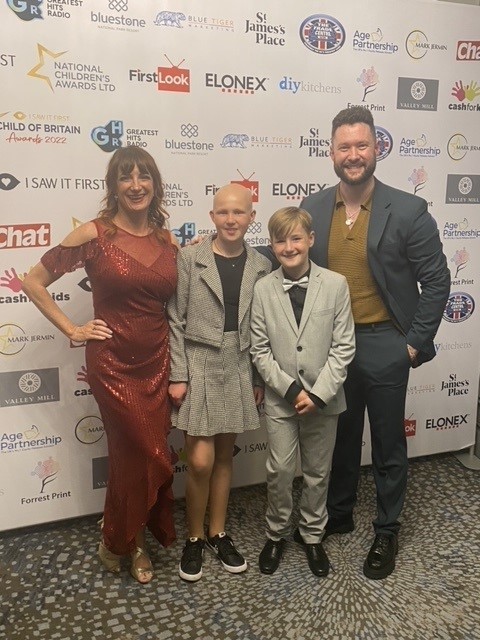 Support - Brooke with her family at the Child of Britain award